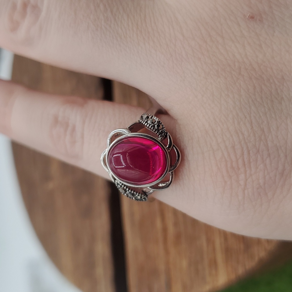 Ruby Size 5.5 Sterling Silver 925 R819 - Picture 2 of 2